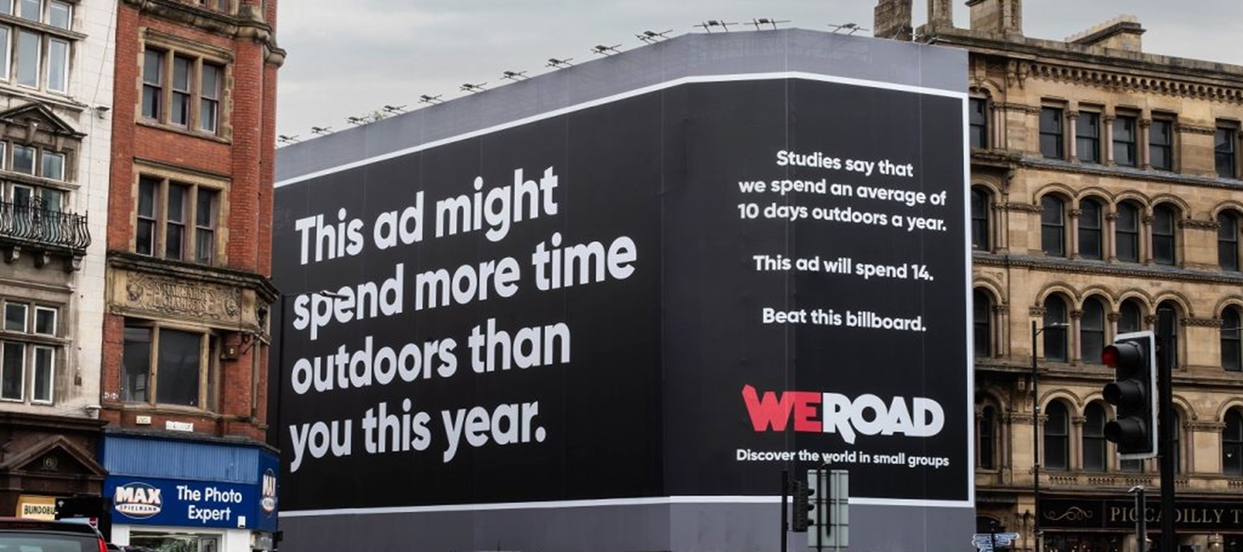 Travel brand WeRoad encourages residents of Manchester to spend more time outdoors with a giant billboard
